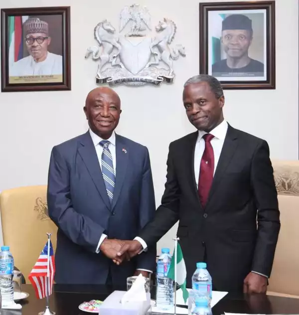Photos: Vice President Of Liberia, Joseph Nyumah Boaka, Visits VP Osinbajo